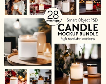 MEGA BUNDLE Candle mockup, PSD scented soy candle mockups, Jar candle mockup bundle, Blank white 9oz candle mockups, Smart object pod candle