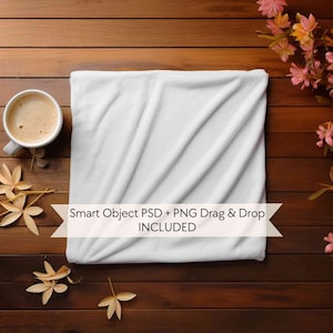 Velveteen blanket mockup PSD, Folded plush blanket mock-up, Canva drag & drop throw blanket mockup, Minky fleece blanket mock, Smart object