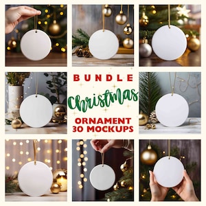 Ornament mockup BUNDLE! Christmas ceramics round ornament mockups, Blank Xmas ornament mocks, Holiday ornament mock ups for Christmas trees