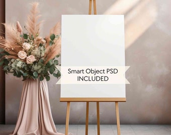 Wedding welcome sign mockup, Easel sign mockup, Wedding seating chart mock up, 18x24 sign mockup, 3x4 elegant wedding sign, Smart object PSD