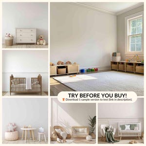 20 Nursery Wallpaper Mockups – Editable Wall Scenes for Baby and Kids Rooms – JPG + PSD Smart Object – Playroom and Nursery Interior Scenes image 2