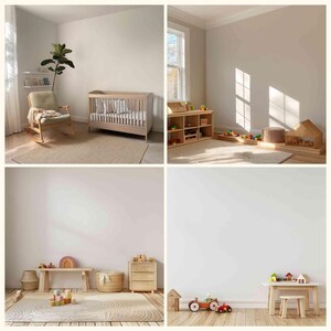 20 Nursery Wallpaper Mockups – Editable Wall Scenes for Baby and Kids Rooms – JPG + PSD Smart Object – Playroom and Nursery Interior Scenes image 5