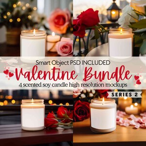 Valentines day PSD candle mockup bundle, Valentine scented soy candle mock ups, POD 9oz jar candle mockups, Romantic wedding candle mocks
