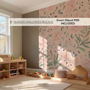 Kinderzimmer Mockup PSD, Kinderzimmer Tapete Mockup, Kinder Spielzimmer leere Wand Mockup, Neutral leere Kinderzimmer Wand Mock Up, Smart Objekt Mockup