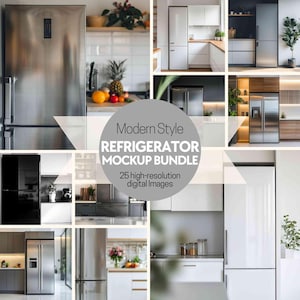 Puede incluir: Un collage de 25 imágenes de alta resolución que muestran refrigeradores de estilo moderno en diferentes entornos de cocina. Las imágenes presentan diferentes diseños, colores y acabados de refrigeradores, proporcionando inspiración para el diseño de cocinas y mostrando la versatilidad de estos electrodomésticos.