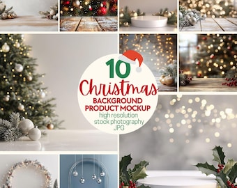 Christmas background product mockup bundle, Holiday season digital backdrop mockups, Styled stock photography, Product display photo JPG