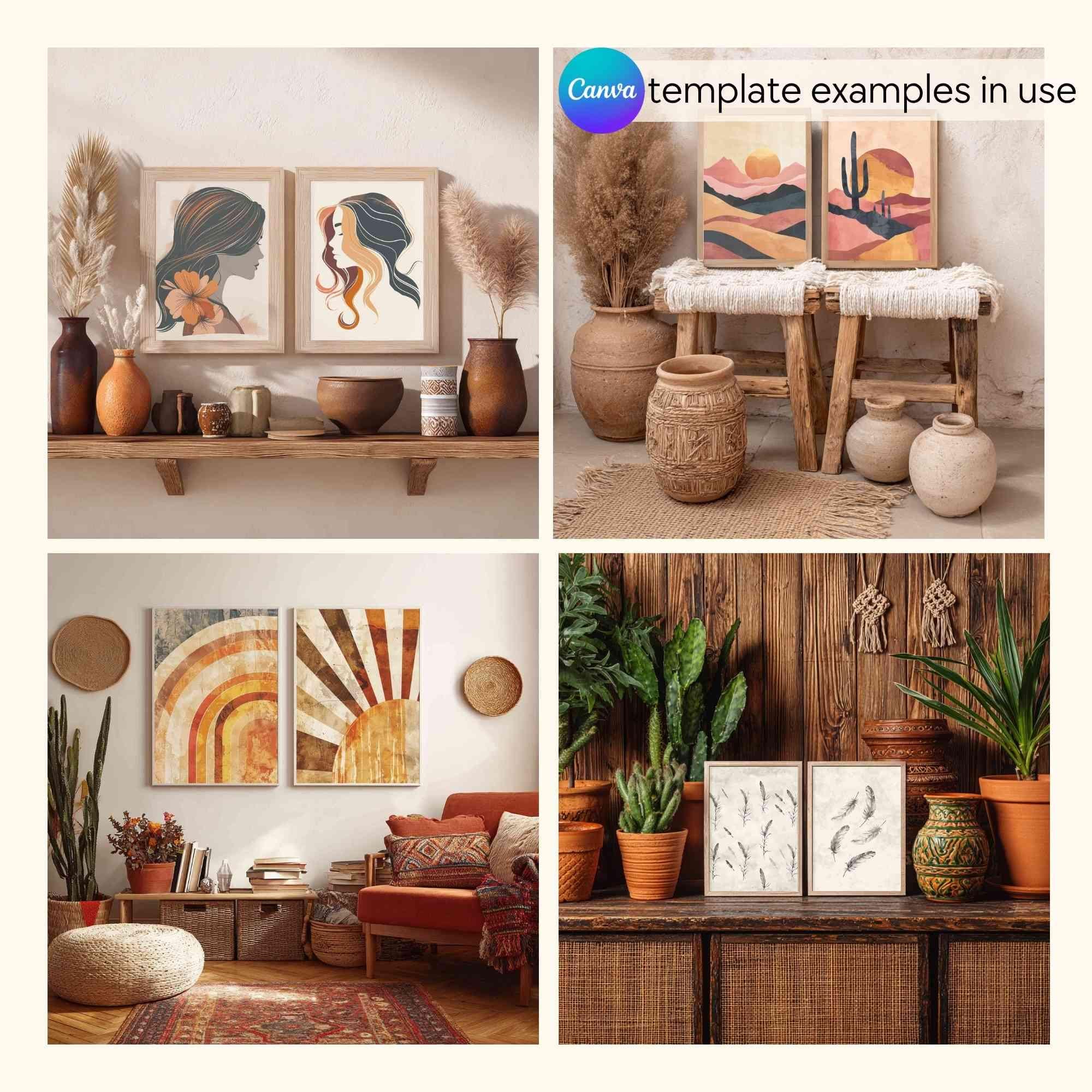 BUNDLE 50+ Boho Frame Mockups for Canva – Drag & Drop Wall Art ...
