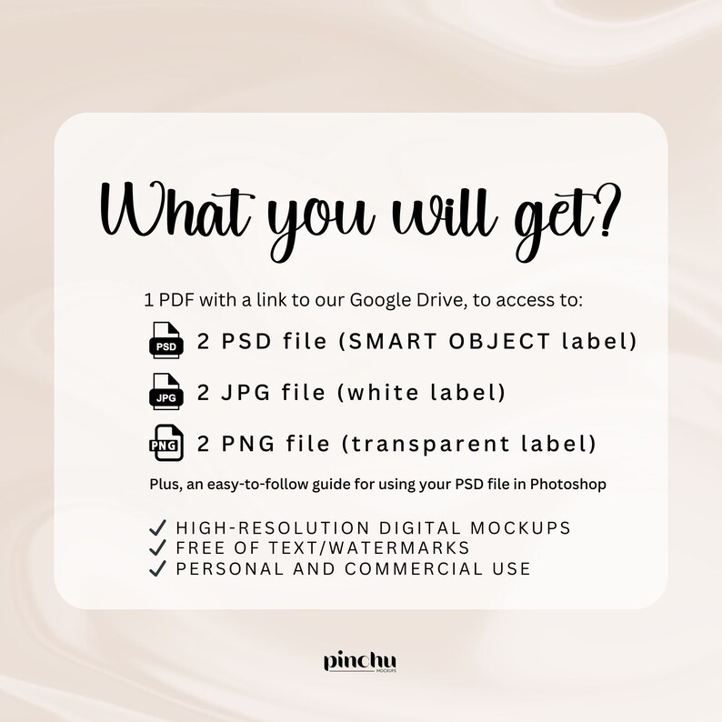 May include: What you will get? 1 PDF with a link to Google Drive to access: 2 PSD files (SMART OBJECT label), 2 JPG files (white label), 2 PNG files (transparent label). Plus, an easy-to-follow guide for using your PSD file in Photoshop. High-resolution digital mockups, free of text/watermarks, for personal and commercial use.