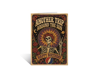 Tarjeta de felicitación de cumpleaños de Bertha de Grateful Dead y sobre