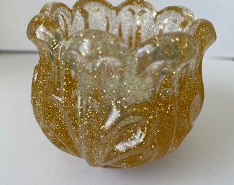 Votive, golden, golden glitter, tea candle, gift