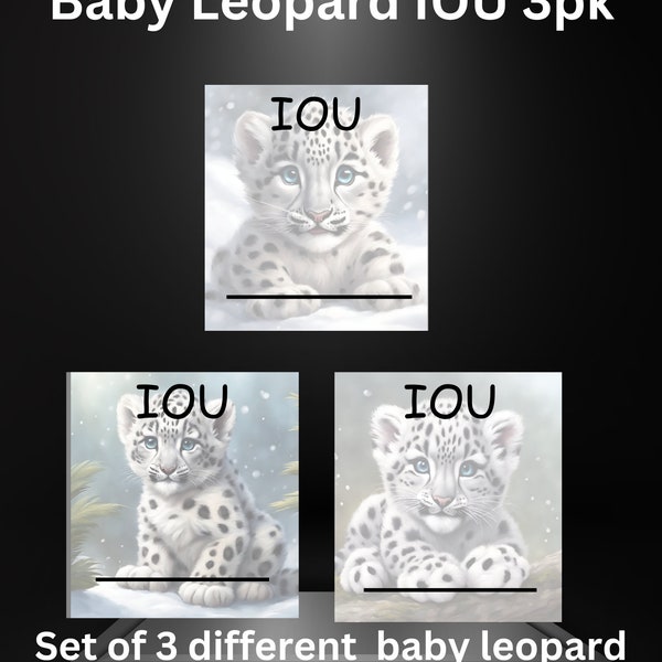 IOU Cards laminated set baby leopard IOU cards