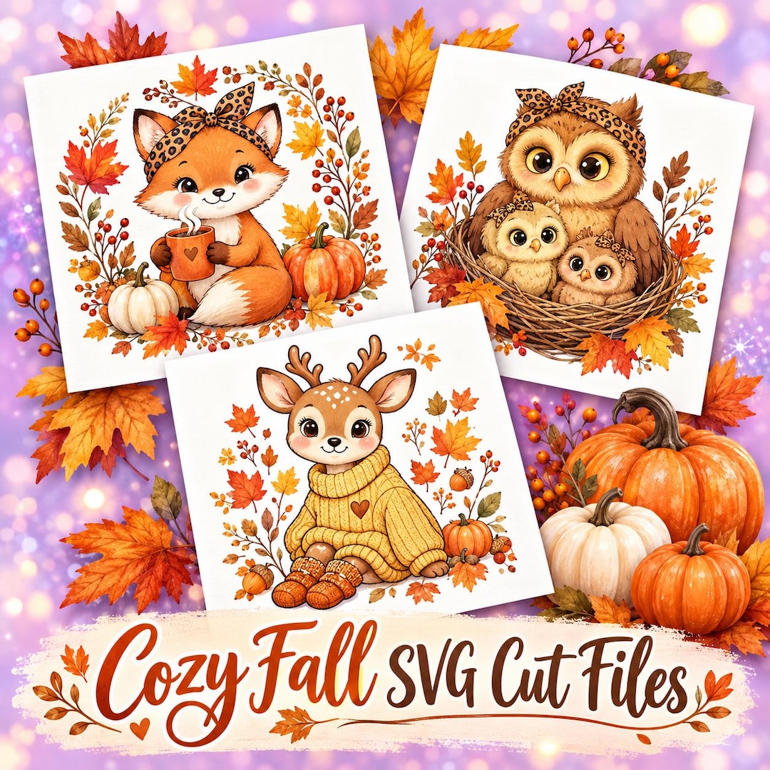 27 Fall SVG Bundle for Women, Autumn SVG Cut Files for Cricut, Cozy ...