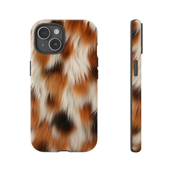 Calico cat fur pattern phone case, iPhone 15 and 14