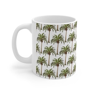 Palm Trees Ceramic Mug 11oz, BPA and Lead-free, microwave & dishwasher-safe for coffee or Tea