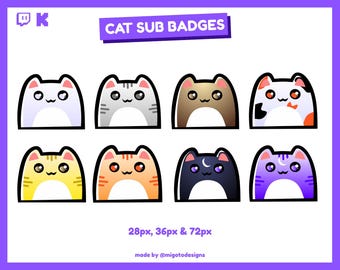 Kawaii Cat Sub Badges | Twitch Streamer Neko Paw Icons (Digital Download)