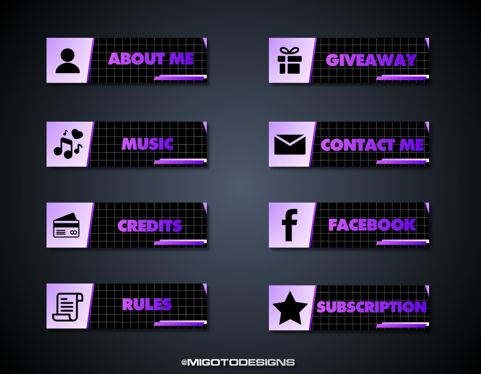 30+ MEGA Twitch Panels for Streaming on Twitch | Purple Twitch Panels ...