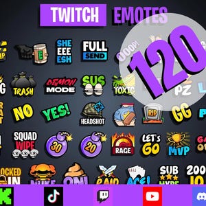 120 PREMIUM Twitch Text Emotes for Streaming Twitch, Kick & Discord | Twitch Emotes, Emotes Twitch, hype, gg, toxic, trash, raid