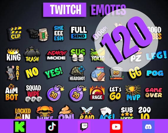 120 PREMIUM Twitch Text Emotes for Streaming Twitch, Kick & Discord | Twitch Emotes, Emotes Twitch, hype, gg, toxic, trash, raid