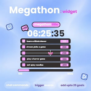 Black Pink Megathon Widget | Dynamic Modular Timer, Milestone Goals, Progress Bar, Ko-fi