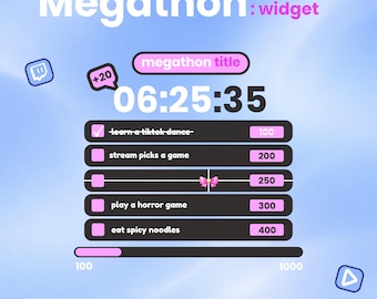 Black Pink Megathon Widget | Dynamic Modular Timer, Milestone Goals, Progress Bar, Ko-fi