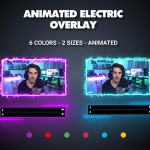 Animated Overlay Package for Streaming on Twitch | Facecam Overlay | Facecam Border | Stream Overlay | Webcam Overlay | Neon Twitch