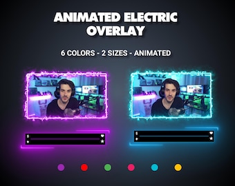 Animated Overlay Package for Streaming on Twitch | Facecam Overlay | Facecam Border | Stream Overlay | Webcam Overlay | Neon Twitch