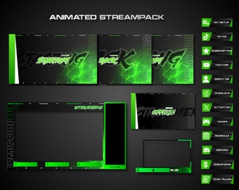 Galaxy Stream Package - Green | Twitch Overlays | Streaming Overlays | Twitch Panels | Green Overlays | Stream Screen | Stream Package