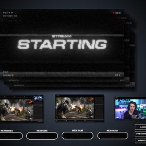 Animated Dark Stream Glitch Overlay Package Streaming | Twitch, Kick, Youtube | Twitch Overlays | Streaming Overlay | Dark Twitch Overlays |