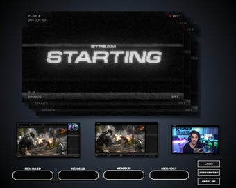 Animiertes Dark Stream Glitch Overlay Paket Paket | Twitch,Kick, Youtube | Twitch Overlays | Tracking-Overlay | Dunkle Twitch Overlays |