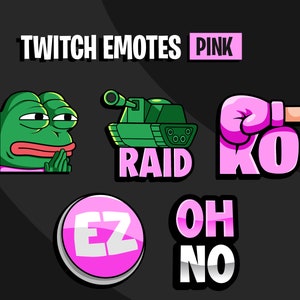 Twitch Emotes, Kick Emotes, Pepe Emote, Raid Emote, Text Emote, EZ Emote - Pink