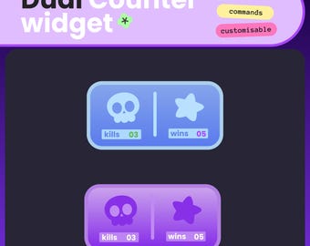 Dual Counter Widget | Stream counter | Twitch count overlay | vtuber asset | commands | Streamelements and OBS widget