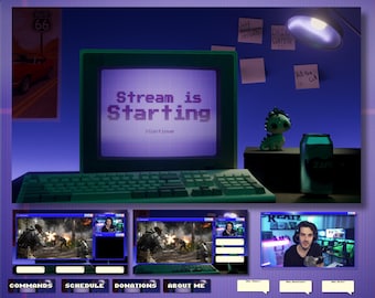 3d Desktop Stream Overlay Package for Streaming | Twitch, Kick, Youtube | Twitch Overlays | Streaming Overlay | Dark Twitch Overlays