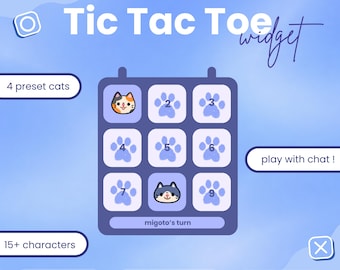 Cat tictactoe widget | game widget | Twitch Channel Points Mini-Game | Play with chat | streamelements & OBS