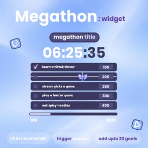 Modular Megathon Widget | Timer, Milestone, goal bar | Streamathon | Twitch, Youtube, Kick, Tiktok | Streamelements OBS