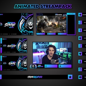 Pacote de sobreposição animada do Twitch | Grim Reaper | StreamPack | Sobreposições do Twitch | Sobreposições de caveira, sobreposição de webcam, sobreposições de streaming