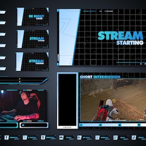 Blau NEON Premium Streampack, Twitch Overlays, Blaues Stream Overlay Paket, Dark Overlay, Stream Paket, Tracking Overlay, Webccam, Panels