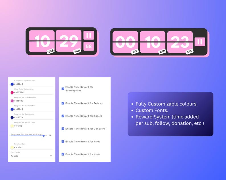 Daily Routine Pink Widget Pink and Black Tasklist Widget | Pomodoro Co-working Timer for ...
