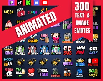 300 ANIMATED Twitch General Text Emotes for Streaming Twitch, Kick & Discord | Twitch Emotes, Emotes Twitch, hype, gg, toxic, trash, raid