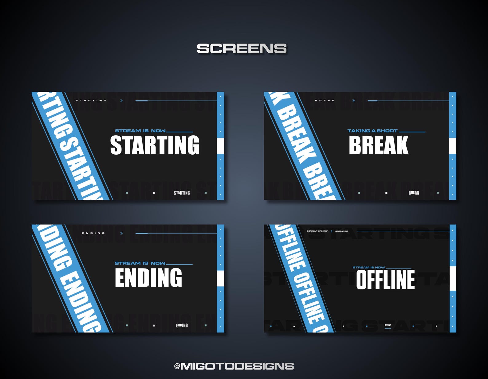 Streaming Layout Minimal Minimal Blue Animated Stream Overlay Package | Twitch Overlays ...