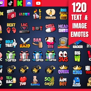 120 PREMIUM Twitch Text Emotes for Streaming Twitch, Kick & Discord | Twitch Emotes, Emotes Twitch, hype, gg, toxic, trash, raid
