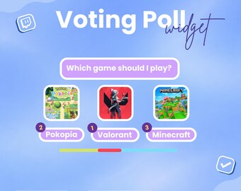 Image Voting Poll Widget | Upto 50+ Polls and 5+ Options| Vtuber asset | Twitch Poll | StreamElements OBS