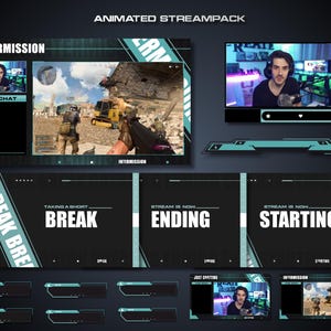 Animated Green Stream Overlay Package, Twitch Overlays, Stream Overlays, Streaming Overlays, Webcam Overlay, Twitch chat, Stream Panel