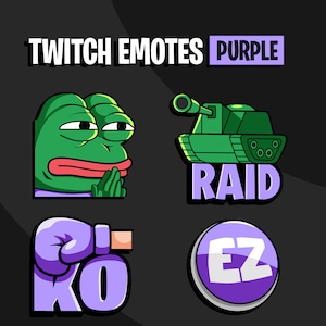 Twitch Emotes, Kick Emotes, Pepe Emote, Raid Emote, Text Emote, EZ Emote - Purple