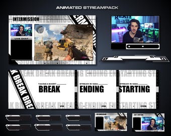 Minimal White and Black Animated Stream Overlay Package for Streaming on Twitch | Twitch Panels | Twitch Alerts | Stream Overlays