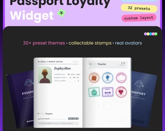 Stream Loyalty Widget | Passport stamp collection | Check-in | events, first chat, commands | channel points | streamelements & OBS