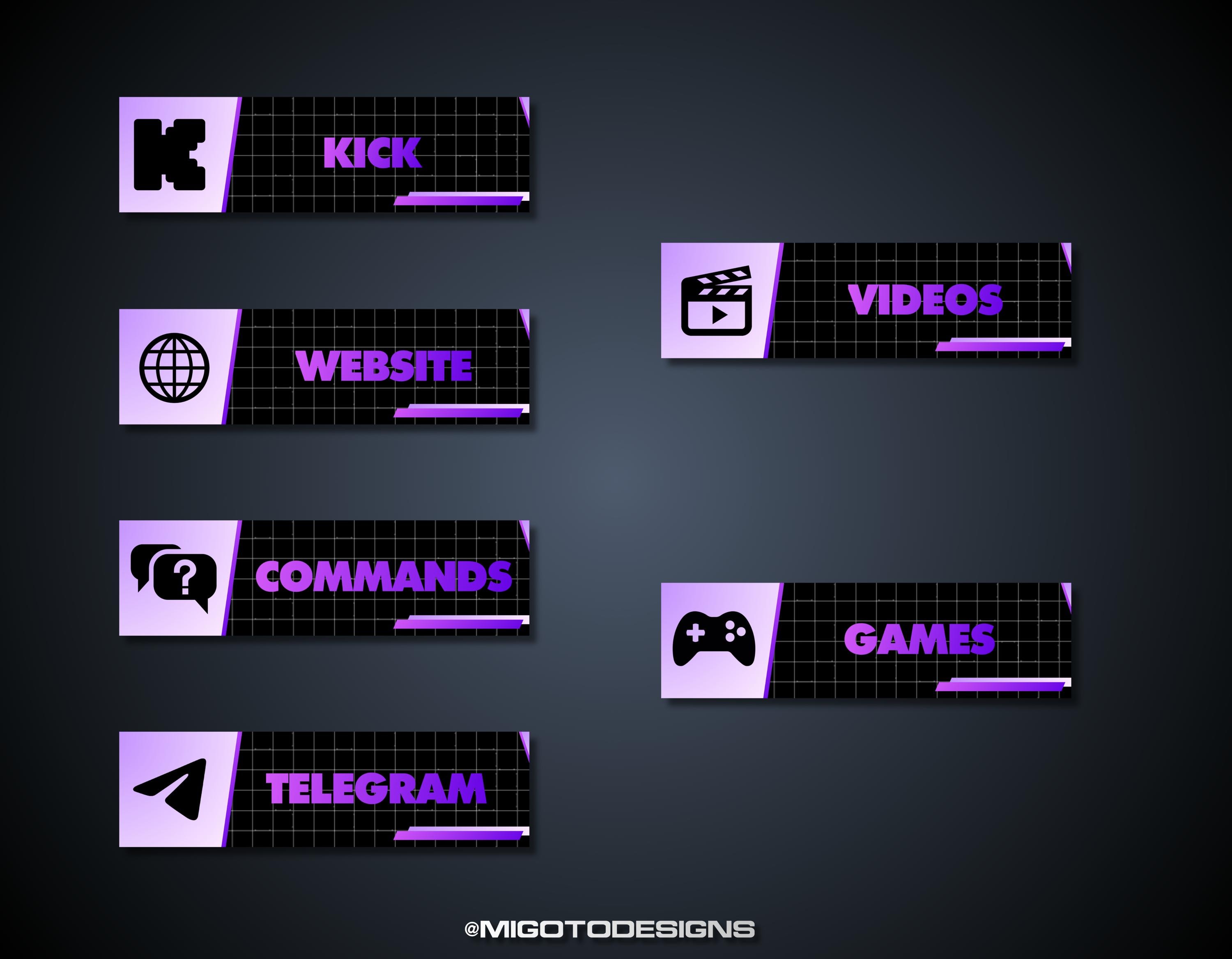 30+ MEGA Twitch Panels for Streaming on Twitch | Purple Twitch Panels ...