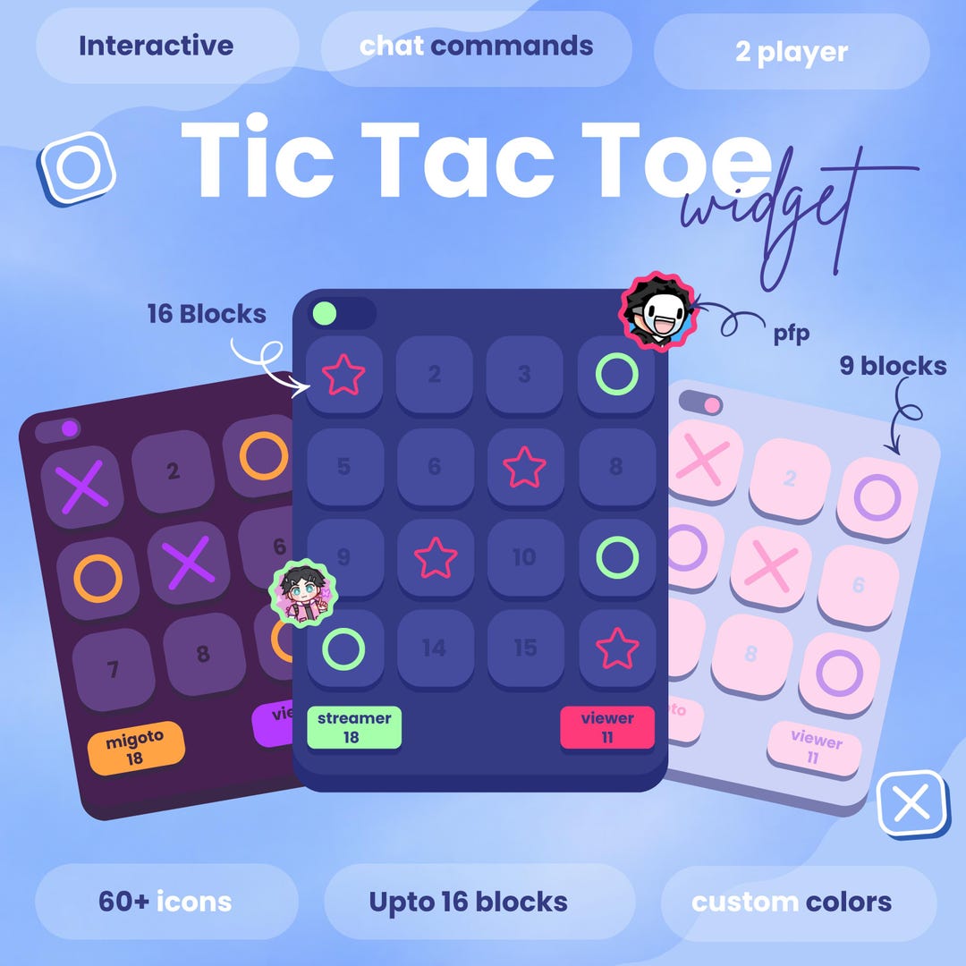 Block Widgit Tic Tac Toe Widget | Mini Game Widget | 16 or 9 Blocks | Streamelements ...