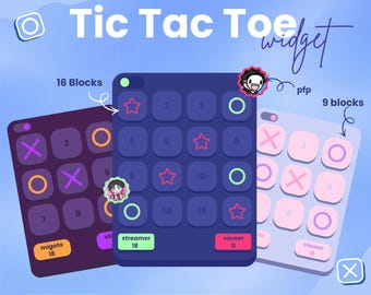 Tic Tac Toe Widget | Mini game widget | 16 or 9 blocks | Streamelements, OBS | Play with chat