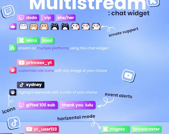 MultiStream Chat Widget for Twitch, YouTube, Kick | Vertical, Horizontal, Custom CSS (Digital Download)