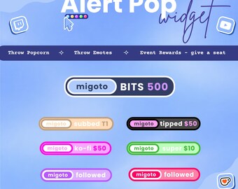 Cute Alert Pop Widget | Twitch, Youtube and ko-fi events || Channel redeems |  Fully Customizable | Streamelements and OBS